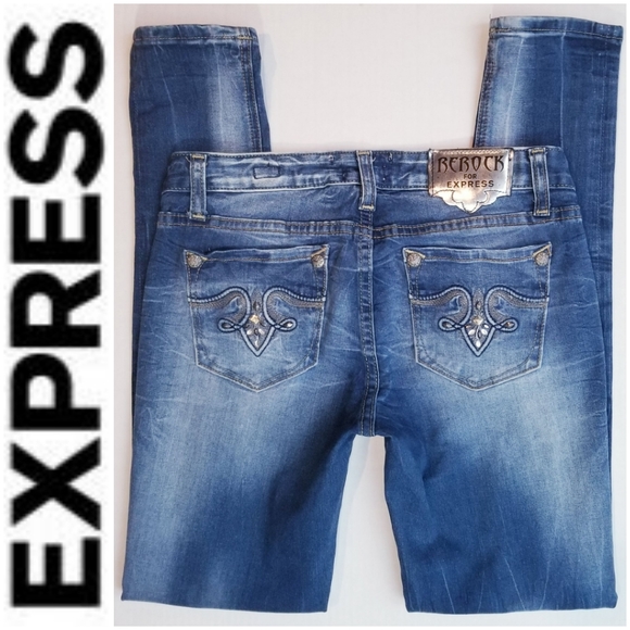 Express ReRock Embellished Skinny Jeans Size 4